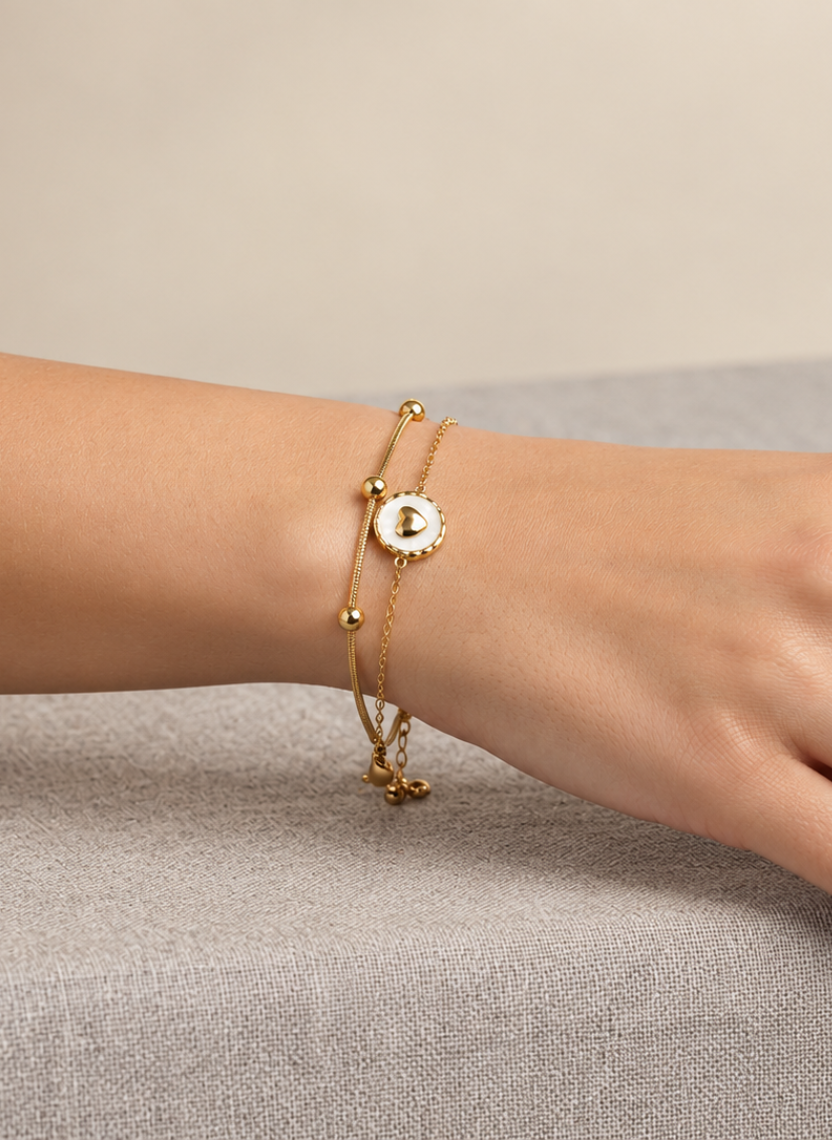 Gold Luna Heart Bracelet