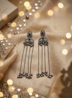 Black Drop German Silver Earring