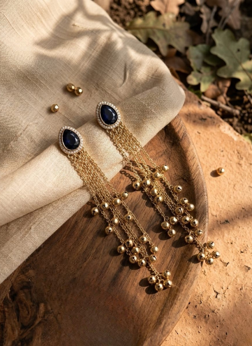 Black Stone Kashmiri Earring