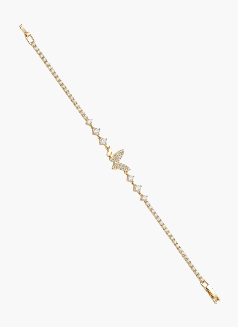 Gold Butterfly Tennis Bracelet