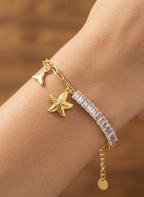 Gold Starfish Charm Bracelet