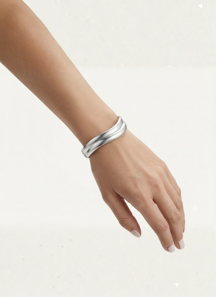 Silver Double Wave Kada