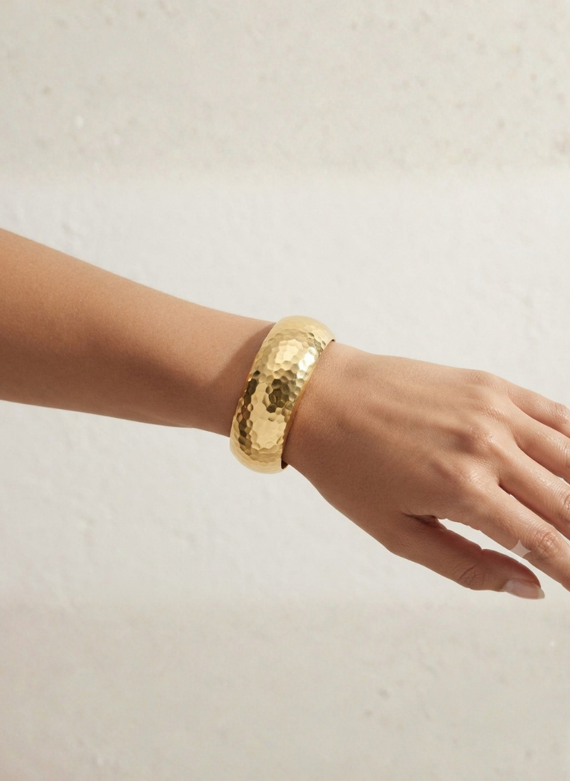 Gold Hammered Cuff Kada