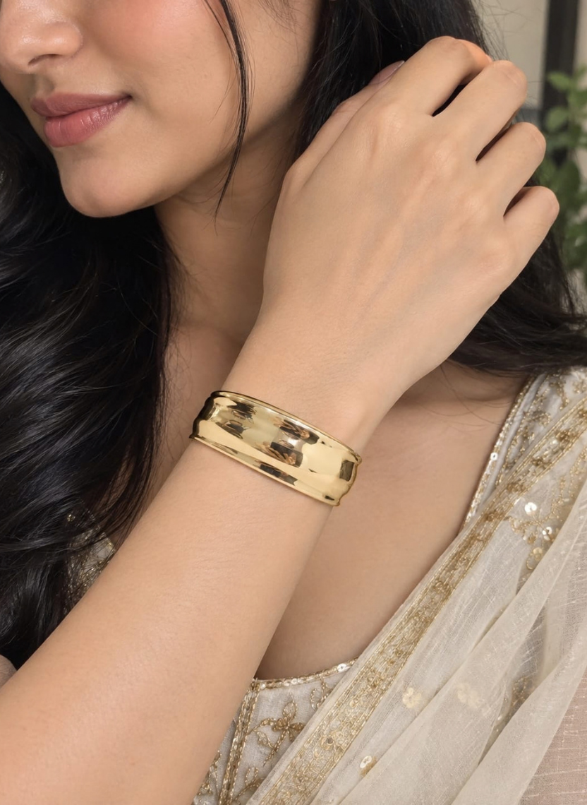 Gold Curved Cuff Kada