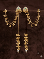 Royal Green Kashmiri Earring with Ear Chain