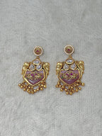 Kashmiri Royal Pink Peacock Earrings