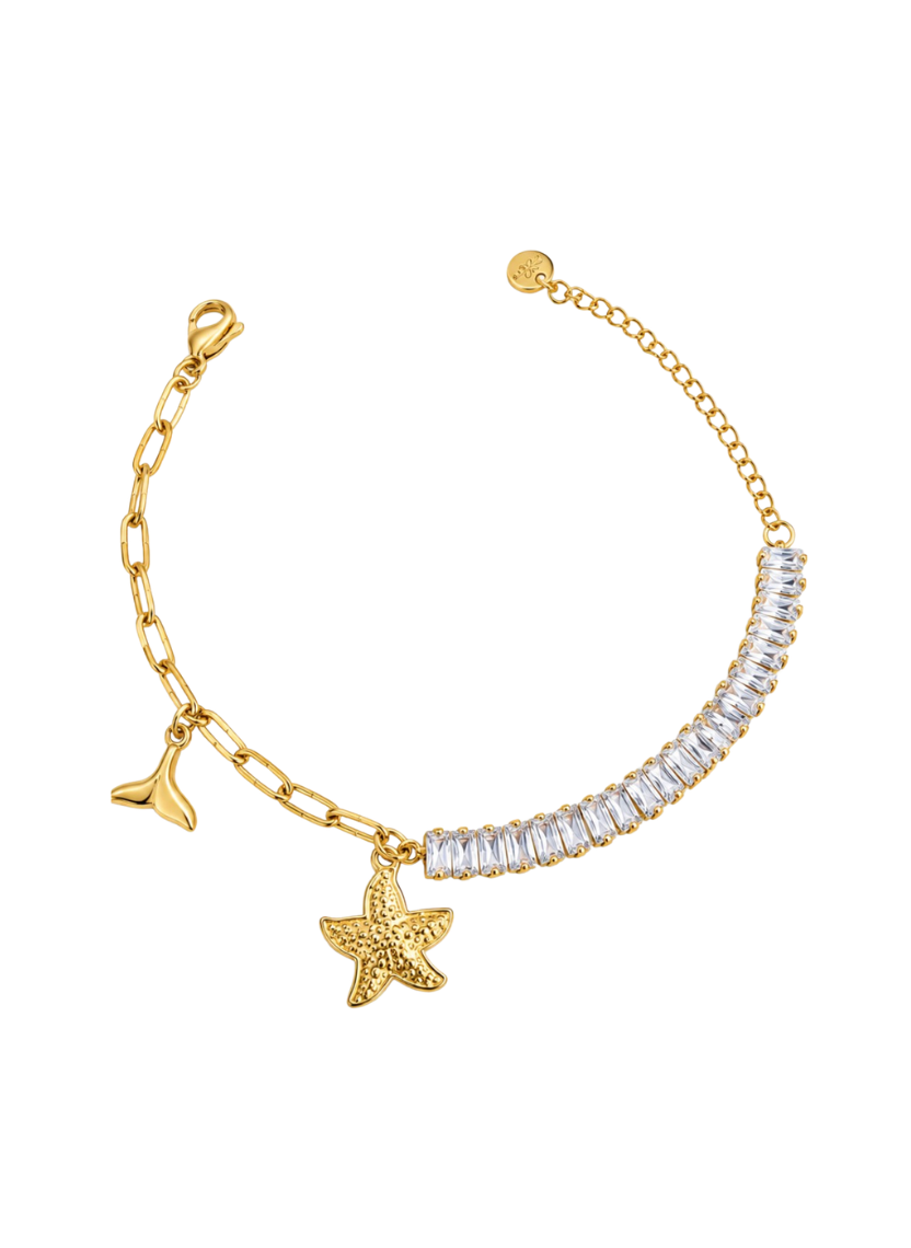 Gold Starfish Charm Bracelet