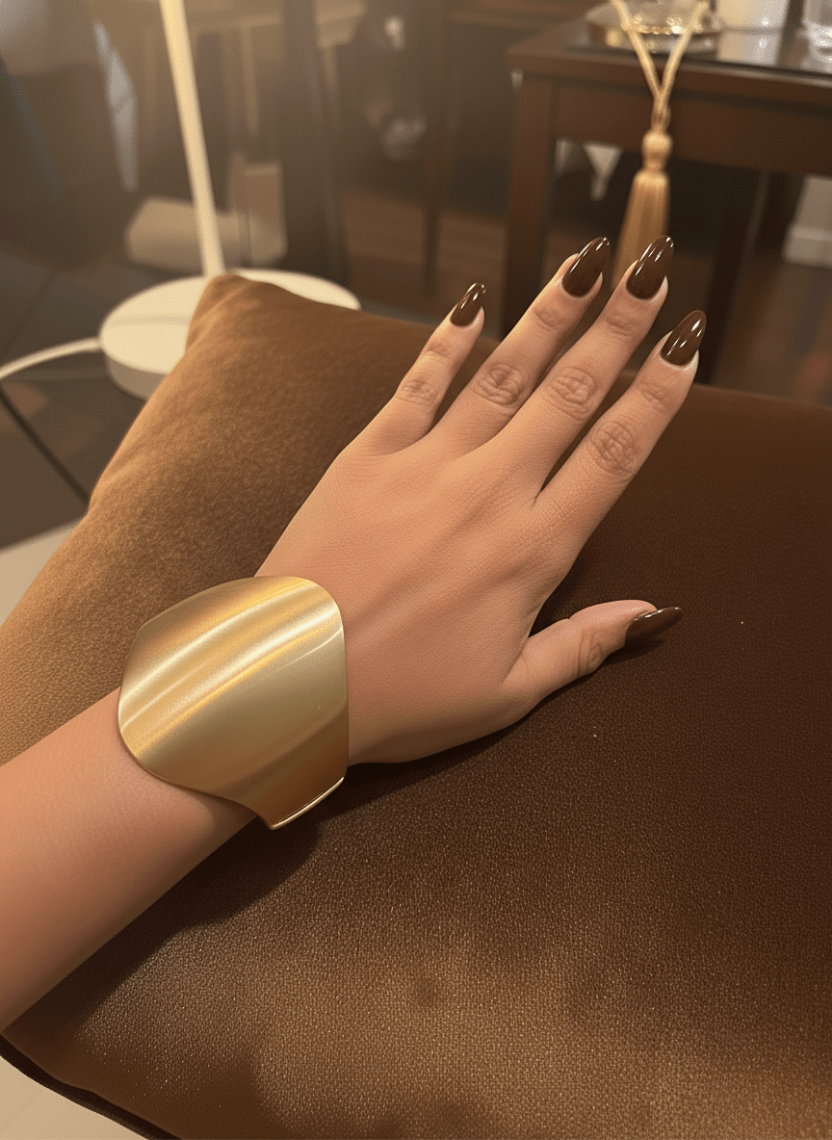 Eclipse Gold Cuff Sculptural Brass Bracelet - Luxeria