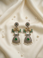 Green Grace German Silver Earrings