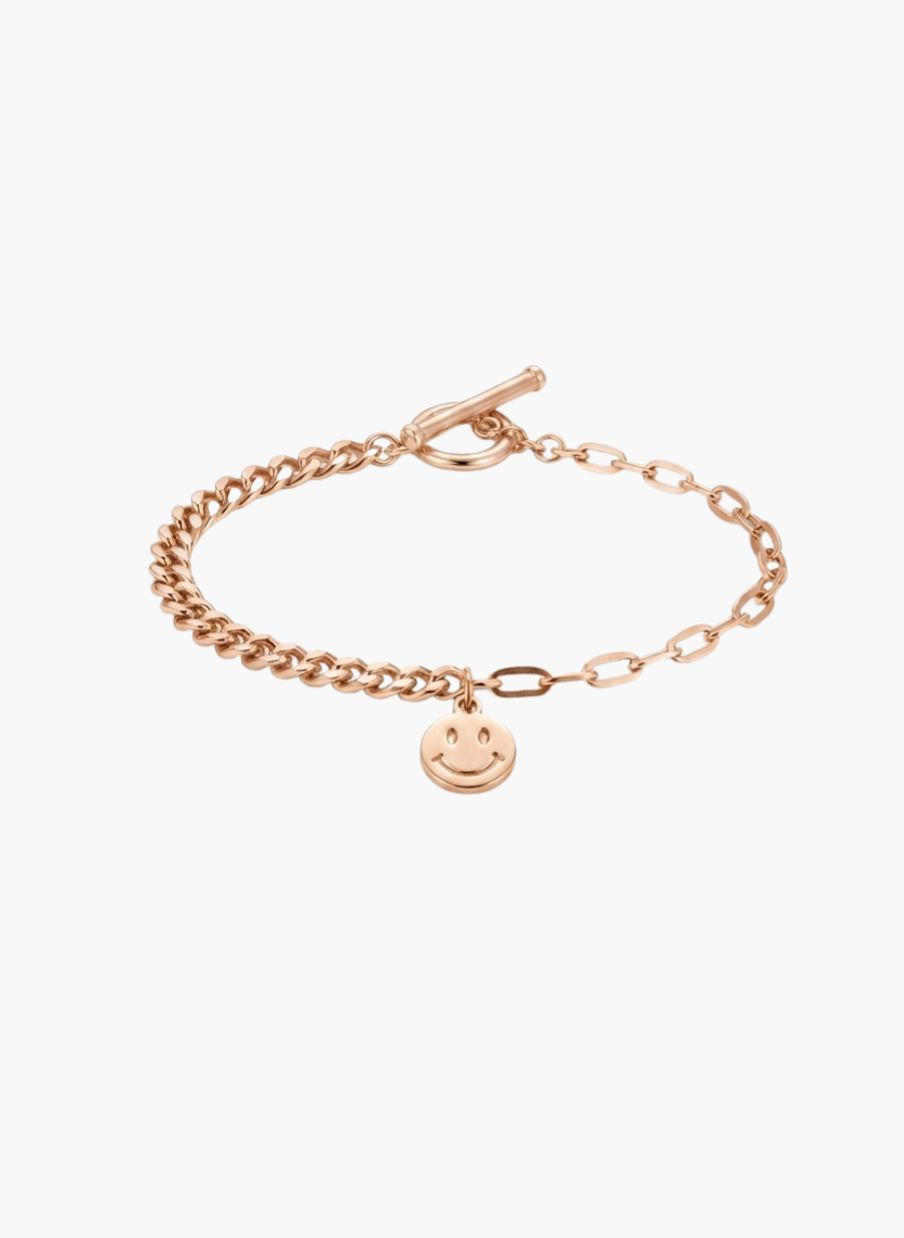 Rose Gold Smiley Charm Bracelet