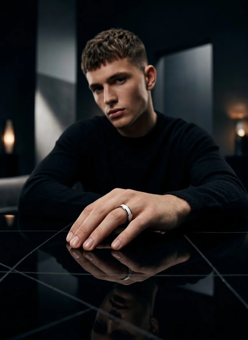 White Edge Ring Men’s Ring