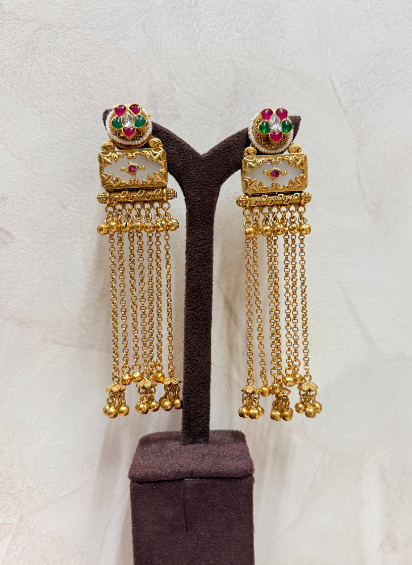 Golden Tassel Kashmiri Earring