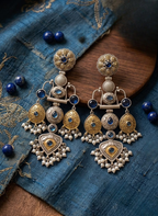 Royal Blue German Silver Earring