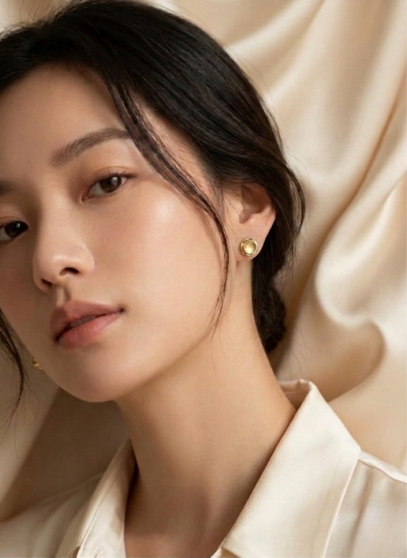 Golden Matte Stud Earring