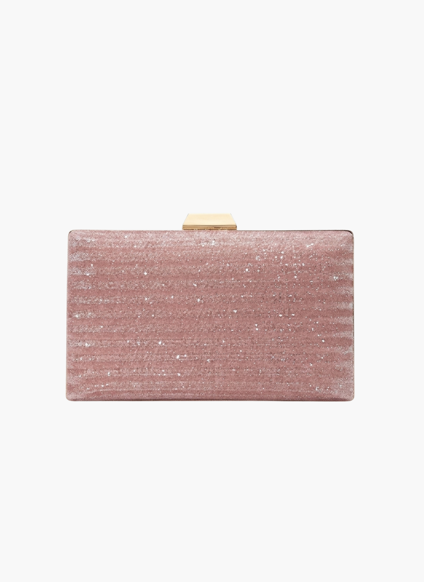 Elegant Pink Shimmer Box Clutch