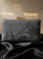 Textured Charcoal Metallic Box Clutch