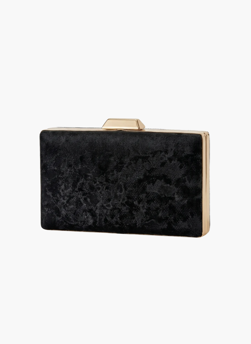 Classic Black Velvet Box Clutch