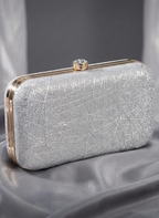 Sparkling Silver Glitter Box Clutch