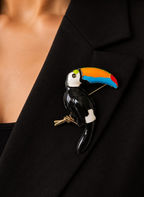 Colorful Enamel Toucan Brooch