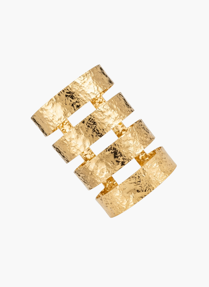 Gold Hammered Wide Cuff