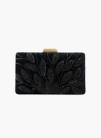 Black Leaf Embroidered Clutch