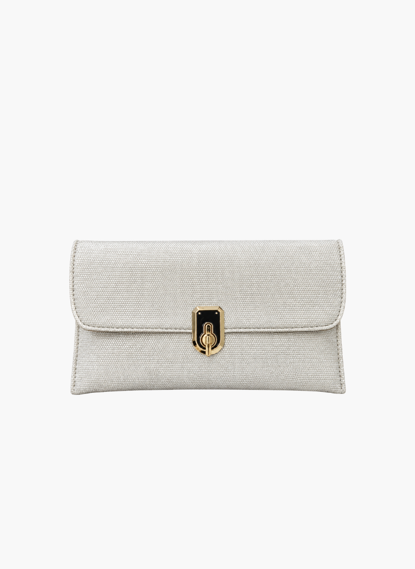 Textured Gold Lock Clutch