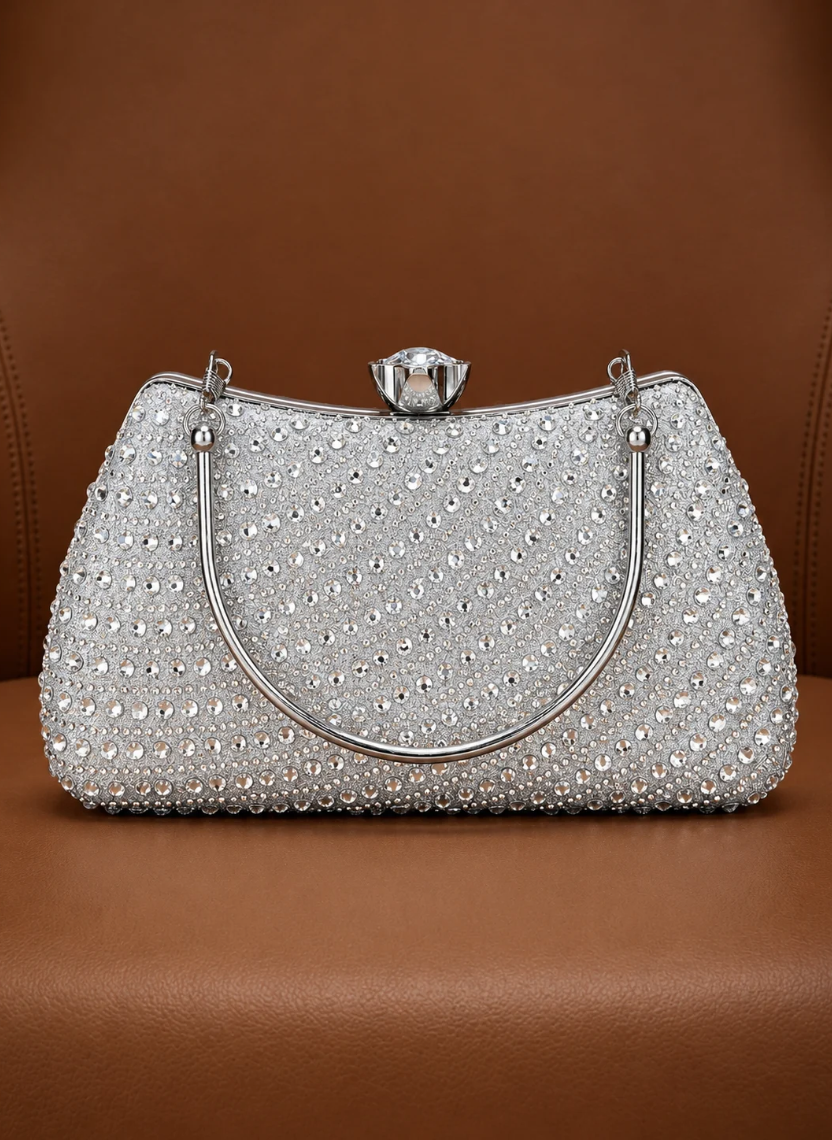 Silver Crystal Clutch