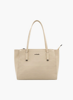Elegant Textured Cream Handbag