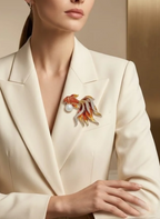 Crystal Goldfish Pearl Brooch