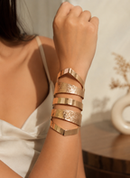 Gold Textured Multi Band Cuff