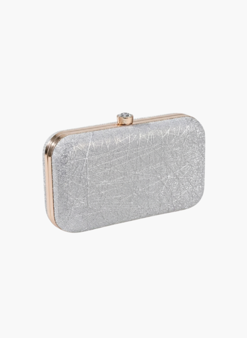 Sparkling Silver Glitter Box Clutch