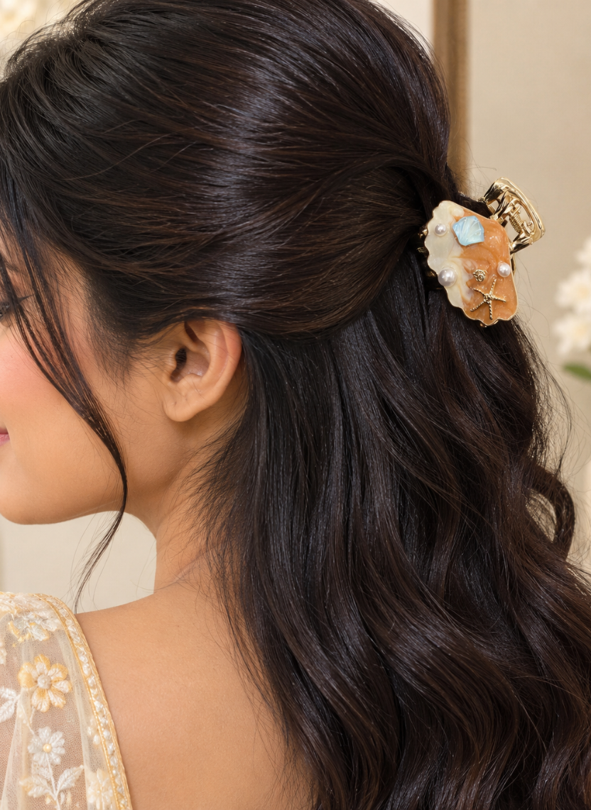 Ocean Shell Pearl Clip