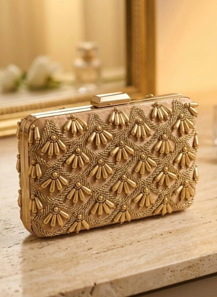 Gold Beaded Clutch