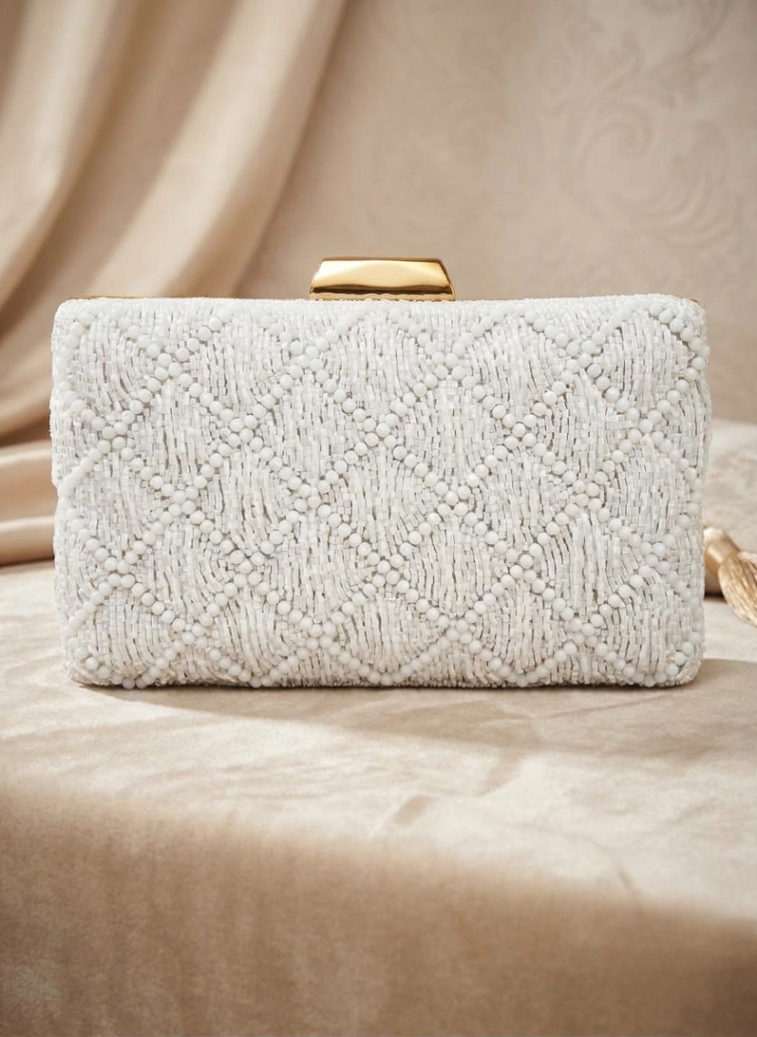 Pearl Quilted Clutch