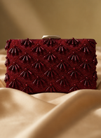Maroon Beaded Clutch