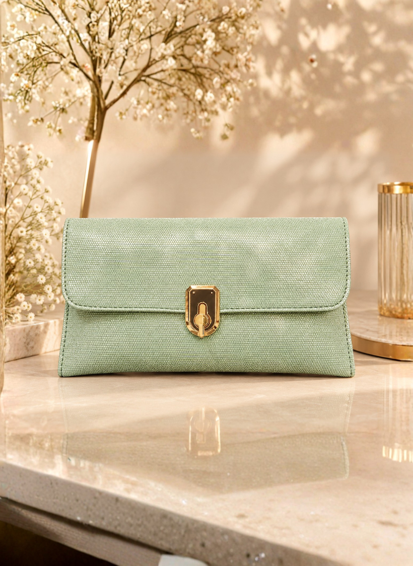 Sage Green Lock Clutch