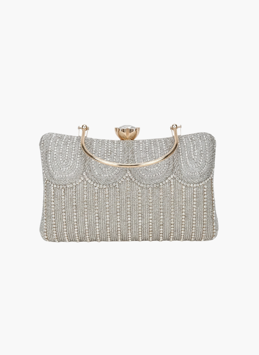 Silver Beaded Clutch