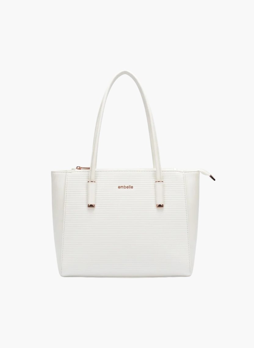 Elegant Textured White Handbag