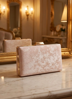 Elegant Blush Pink Velvet Box Clutch