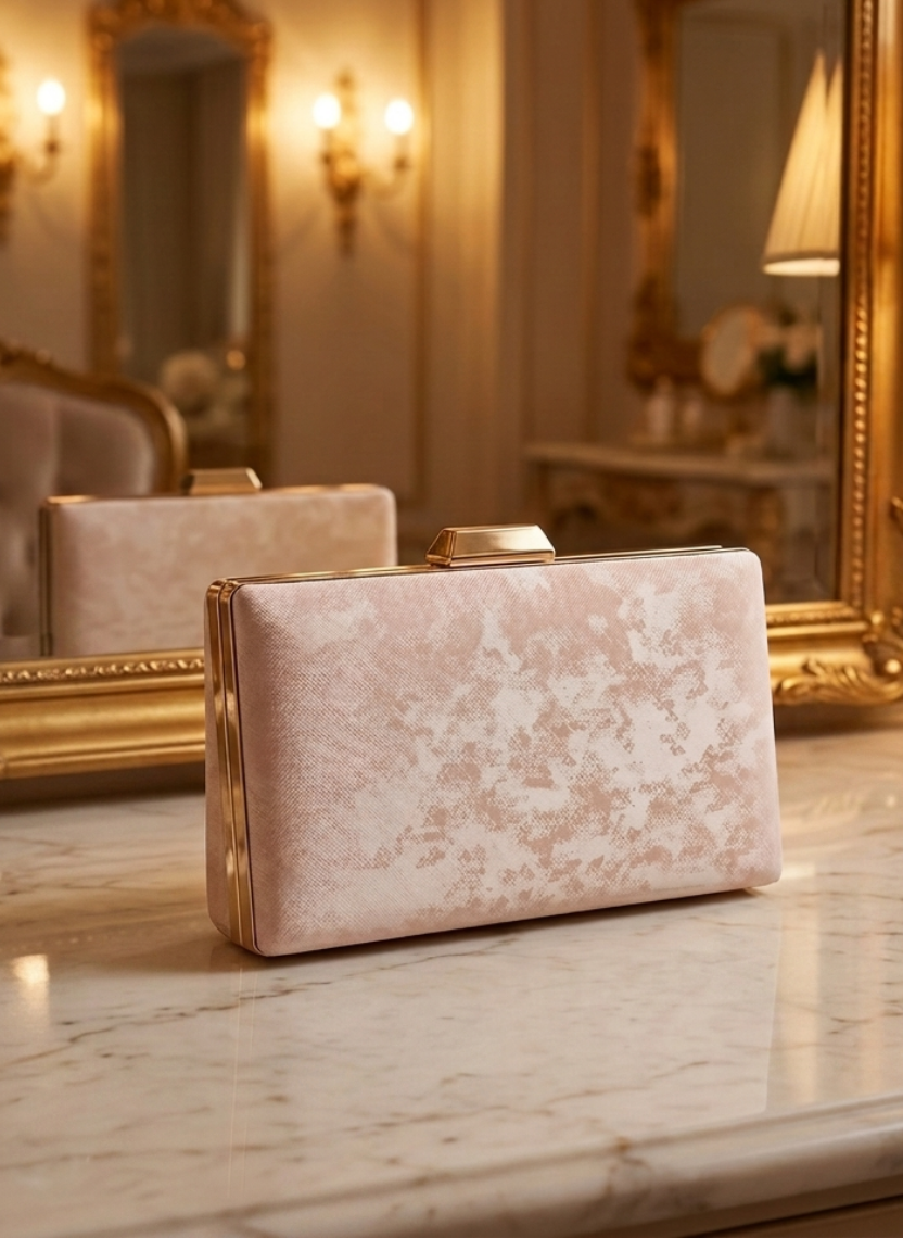 Elegant Blush Pink Velvet Box Clutch
