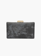 Textured Charcoal Metallic Box Clutch