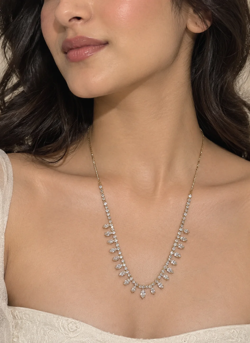 Marquise Crystal Fringe Necklace