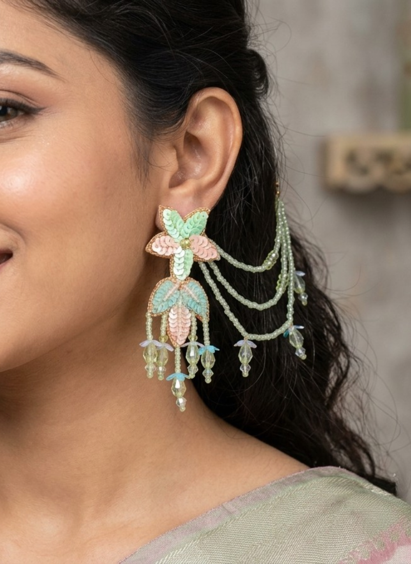 Pastel Carnival Sequin Floral Drop Earrings
