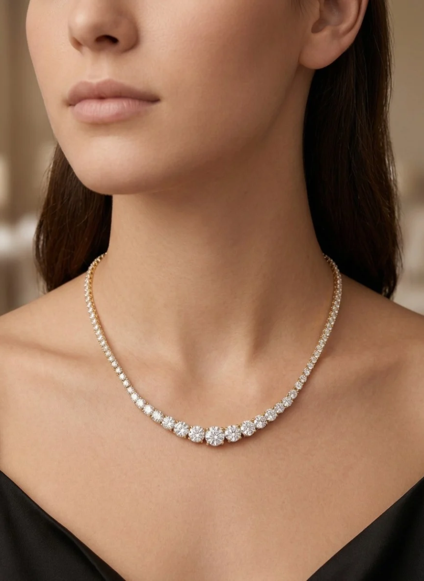 Graduated Crystal Tennis Necklace