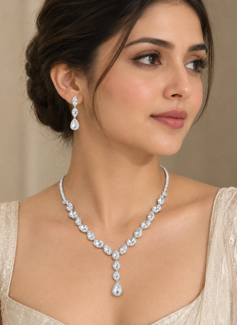 Silver Teardrop Jewelry Set