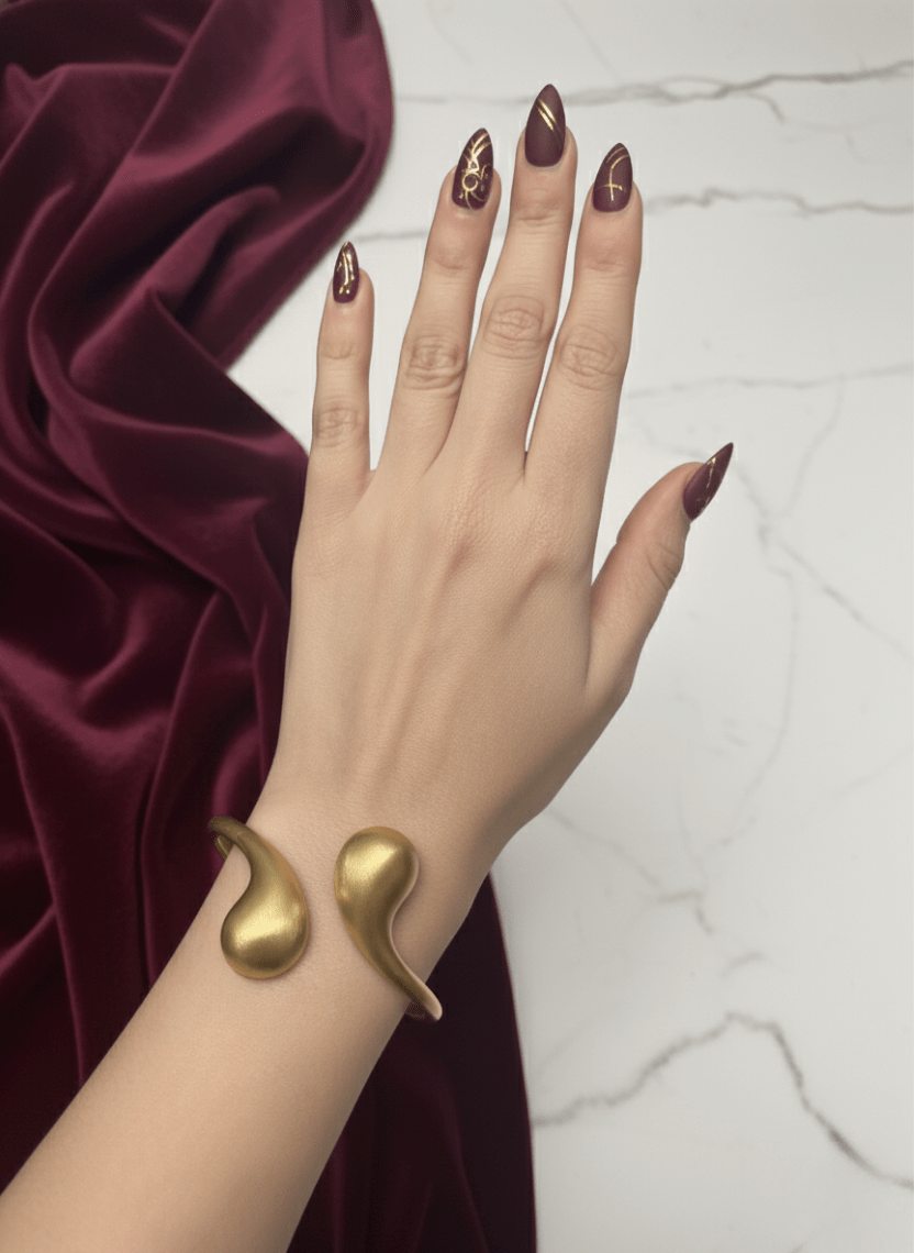 Abstract Fluidity Cuff Brass Bracelet - WEB-K-14 - Luxeria