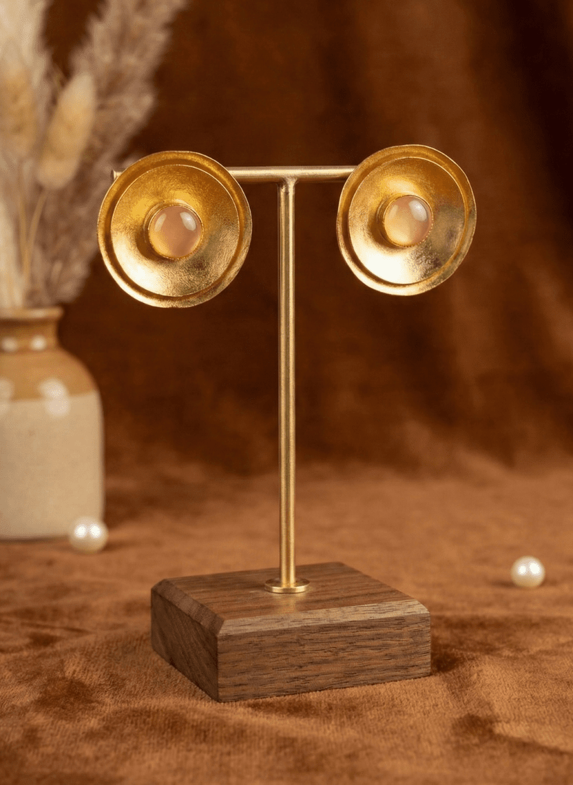 Amber Halo Statement Earrings - WEB-E-003D - Luxeria