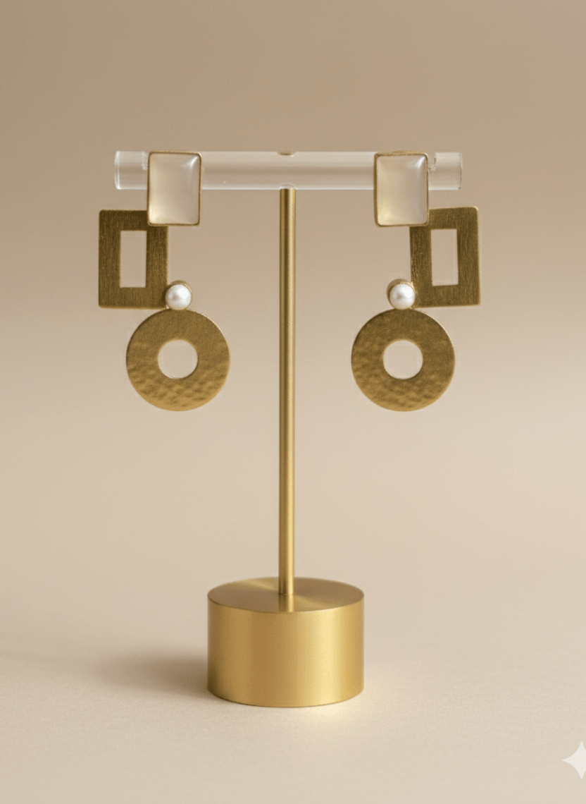 Architect’s Kiss Brass Statement Earrings - WEB-E-002 - Luxeria