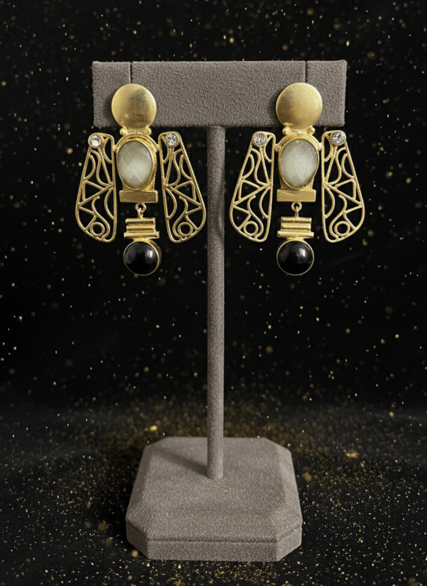Aura Wings Brass Statement Earrings - WEB-E-005 - Luxeria