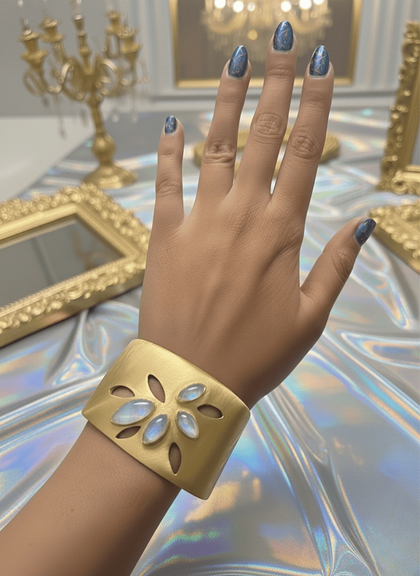 Aurora Petal Brass Statement Cuff - WEB-K-29 - Luxeria